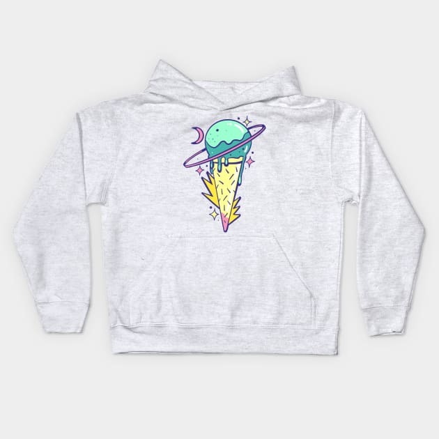 Saturn icecream cone Kids Hoodie by Paolavk